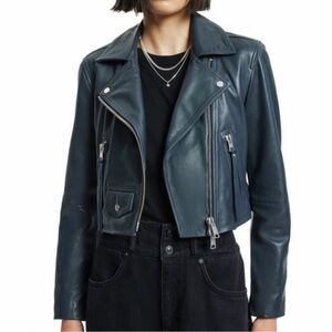 ALLSAINTS Elora Cropped Slim Leather Biker Jacket